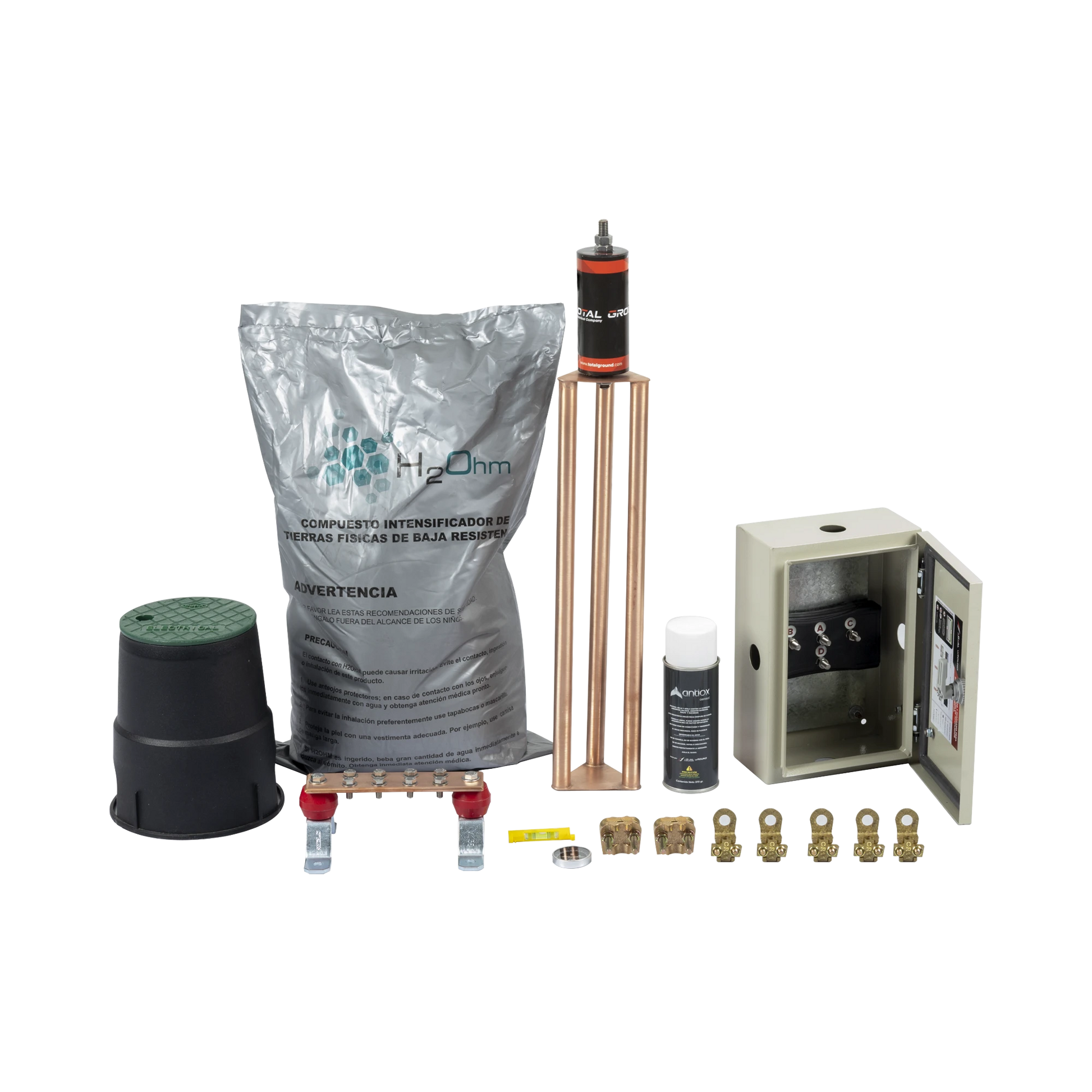KIT DE TIERRA FÍSICA MODELO TG45K CON ELECTRODO MAGNETOACTIVO 50 X 11.5 CM, CAPACIDAD MAX: 45 AMP-Calidad de la Energía-TOTAL GROUND-Bsai Seguridad & Controles