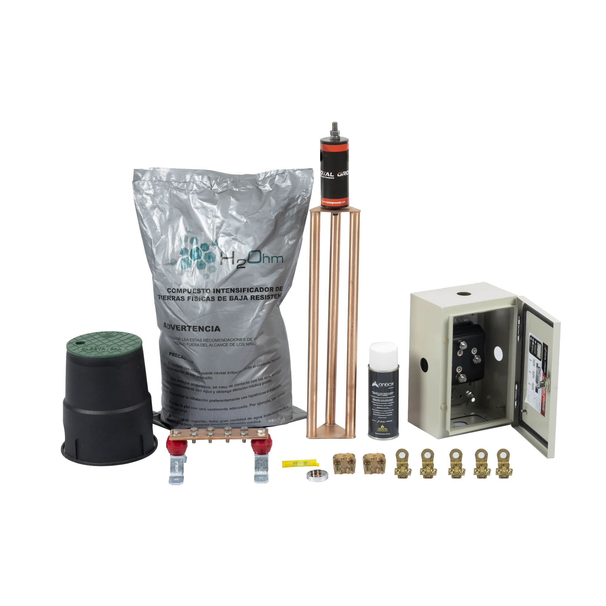 KIT DE TIERRA FÍSICA MODELO TG70K CON ELECTRODO MAGNETOACTIVO Y ACCESORIOS DE INSTALACIÓN, CAPACIDAD: 70 AMP-Calidad de la Energía-TOTAL GROUND-KIT-MASTER-70K-V2-Bsai Seguridad & Controles