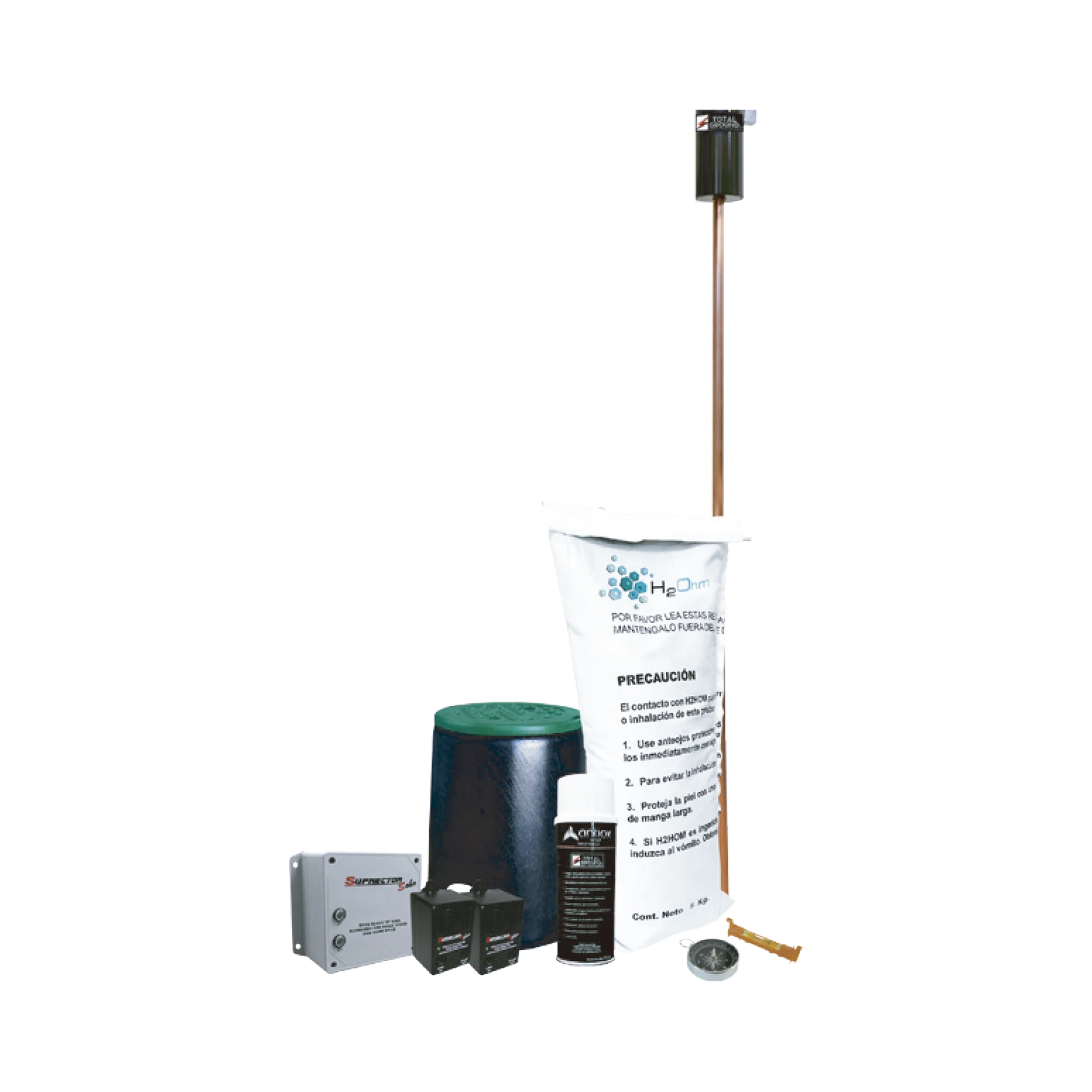 KIT DE TIERRA FÍSICA (VARIGROUND) CON SUPRESOR DE PICO(SOHO) Y ACCESORIOS DE INSTALACIÓN.-Tierra Física y Pararrayos-TOTAL GROUND-Bsai Seguridad & Controles