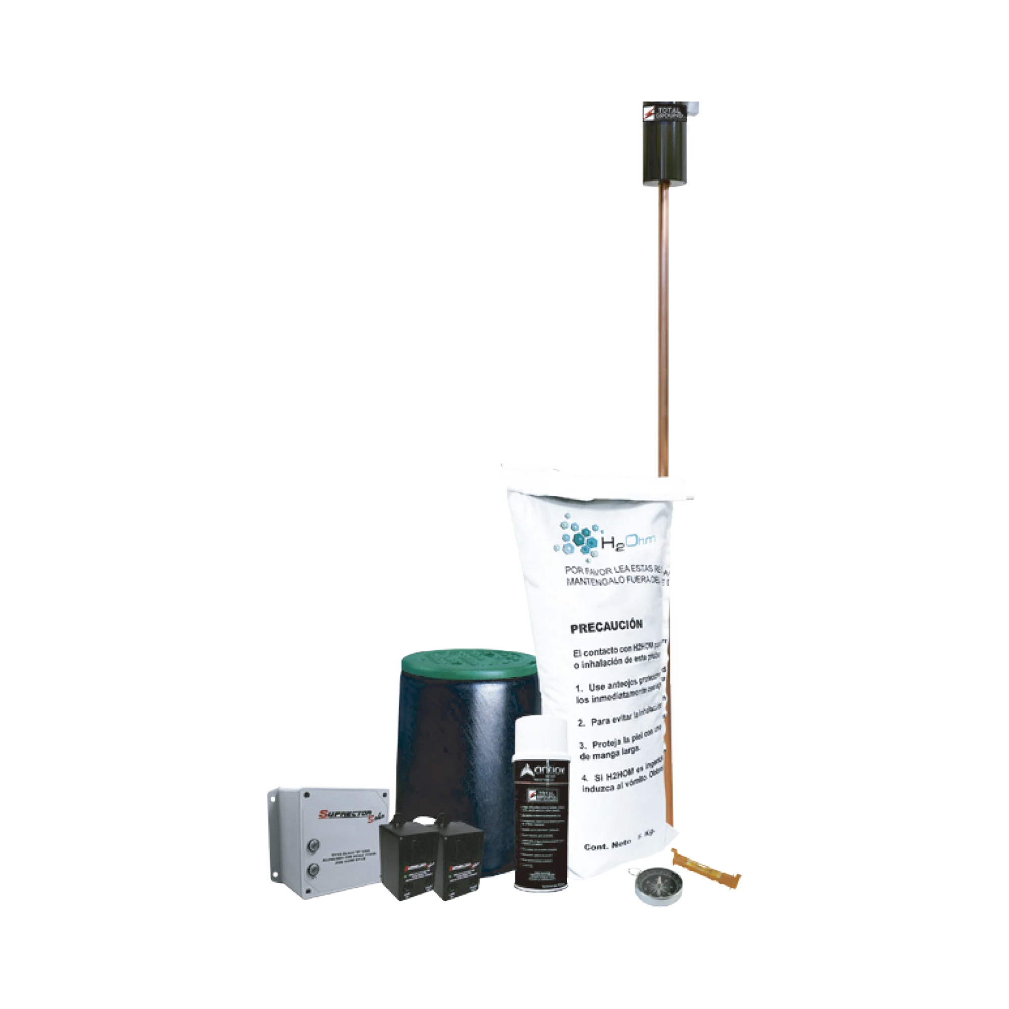 KIT DE TIERRA FÍSICA (VARIGROUND) CON SUPRESOR DE PICO(SOHO) Y ACCESORIOS DE INSTALACIÓN.-Tierra Física y Pararrayos-TOTAL GROUND-Bsai Seguridad & Controles