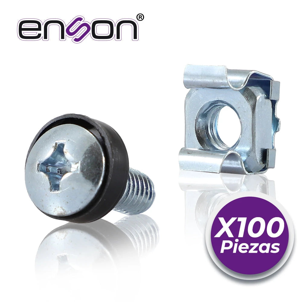 KIT DE TORNILLOS Y TUERCAS ENJAULADAS ENSON ENS-RT100 100PZA COMPATIBLES CON RACKS Y GABINETES DE LA MARCA ENSON BELDEN Y GABINETES DE LA MARCA JAGUAR-Racks y Gabinetes-ENSON-Bsai Seguridad & Controles