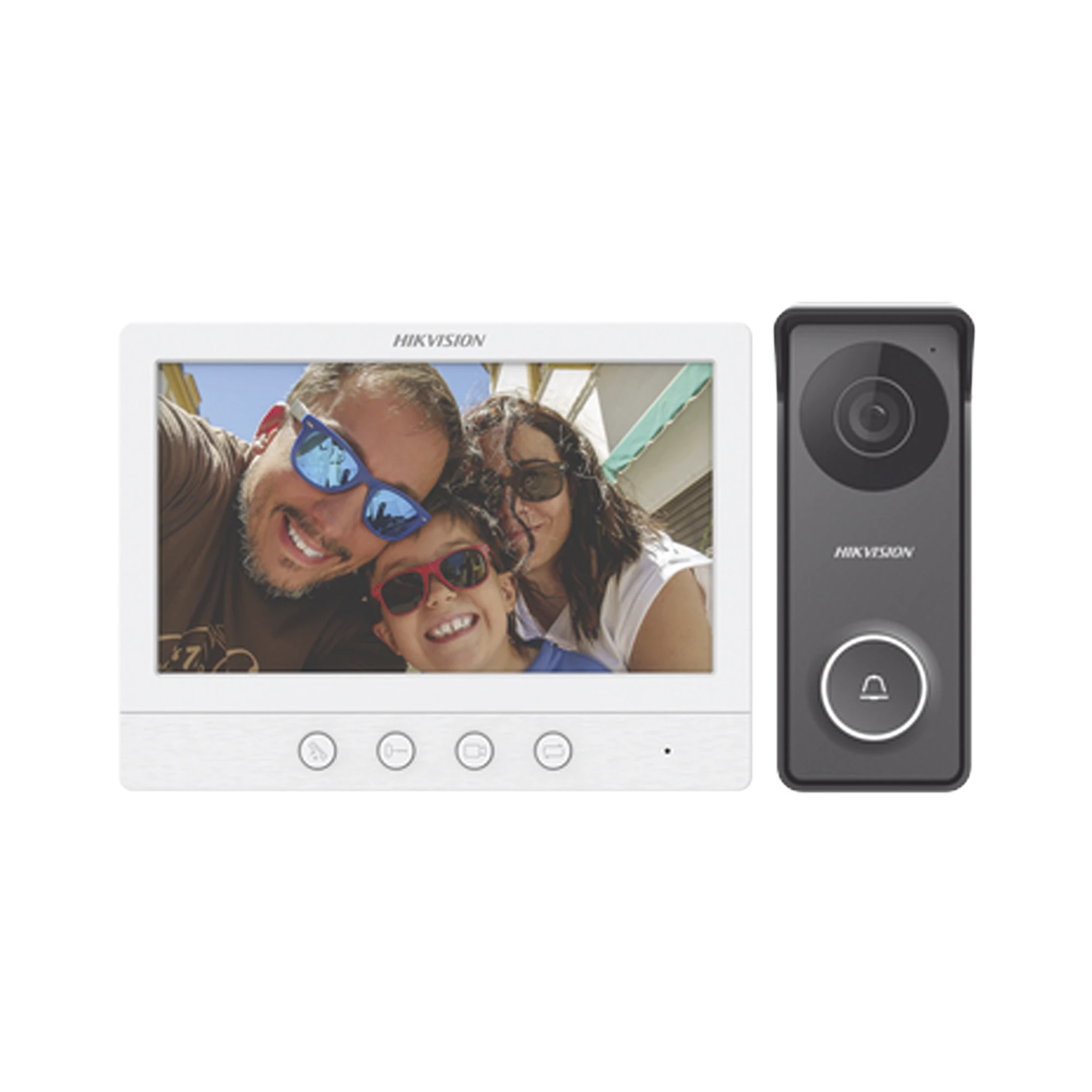 KIT DE VIDEOPORTERO TURBOHD CON PANTALLA LCD A COLOR DE 7" / FRENTE DE CALLE PARA EXTERIOR DE METAL / 720P (1 MEGAPÍXEL )130° DE VISIÓN (GRAN ANGULAR)-Videoporteros e Interfonos-HIKVISION-DS-KIS213-Bsai Seguridad & Controles