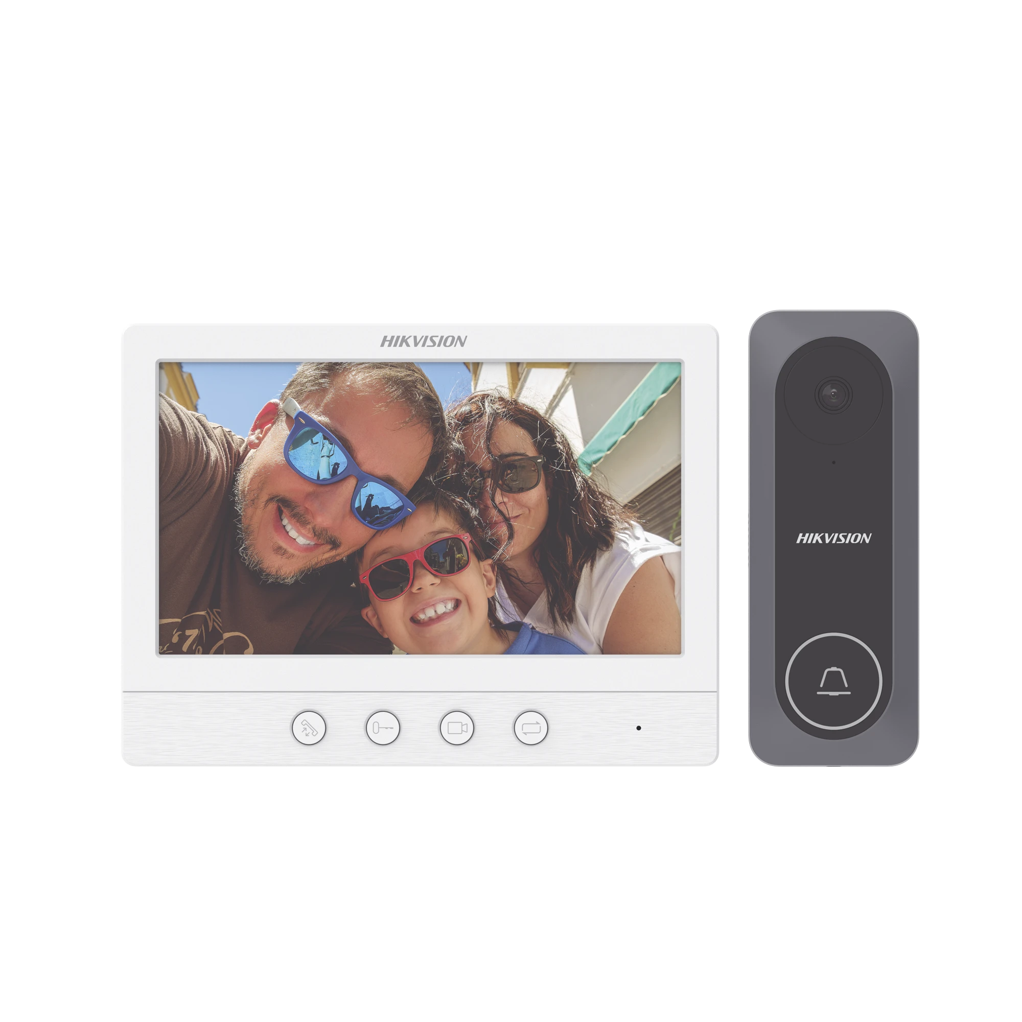 KIT DE VIDEOPORTERO TURBOHD CON PANTALLA LCD A COLOR DE 7" / FRENTE DE CALLE PARA EXTERIOR DE POLICARBONATO / 720P (1 MEGAPÍXEL )130° DE VISIÓN (GRAN ANGULAR)-Videoporteros e Interfonos-HIKVISION-Bsai Seguridad & Controles