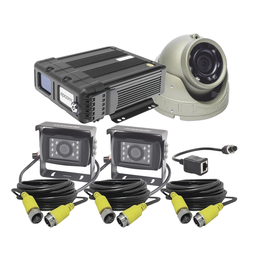 KIT DVR PARA VEHICULO / INCLUYE / CÁMARAS PARA INTERIOR / CÁMARA PARA EXTERIOR, / 2MP AHD / CABLES EXTENSORES / ADAPTADOR LAN.-Kits- Sistemas Completos-EPCOM-Bsai Seguridad & Controles