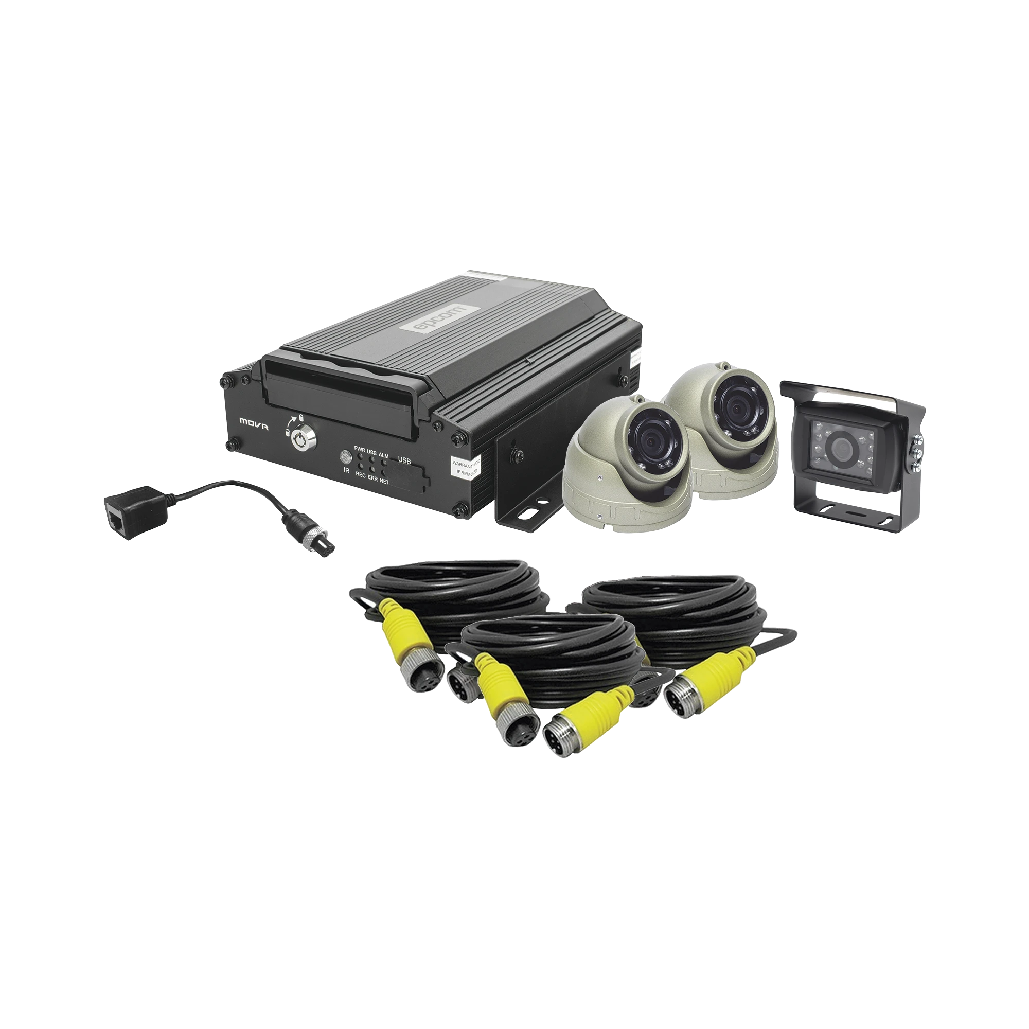 KIT DVR PARA VEHICULO / INCLUYE / CÁMARAS PARA INTERIOR / CÁMARA PARA EXTERIOR, / 2MP AHD / CABLES EXTENSORES / ADAPTADOR LAN.-Kits- Sistemas Completos-EPCOM-Bsai Seguridad & Controles