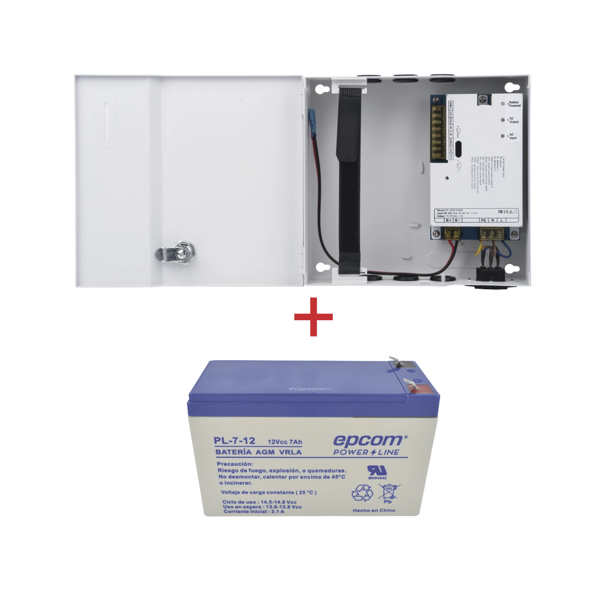 KIT / FUENTE PL12DC3ABK + BATERÍA INCLUÍDA PL712-Fuentes de Poder-EPCOM POWERLINE-Bsai Seguridad & Controles