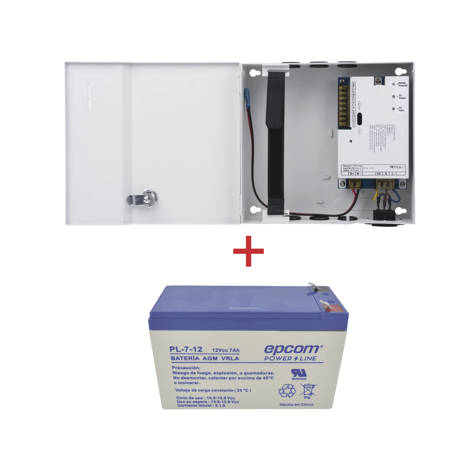 KIT / FUENTE PL12DC5ABK + BATERÍA INCLUÍDA PL712-Fuentes de Poder-EPCOM POWERLINE-Bsai Seguridad & Controles