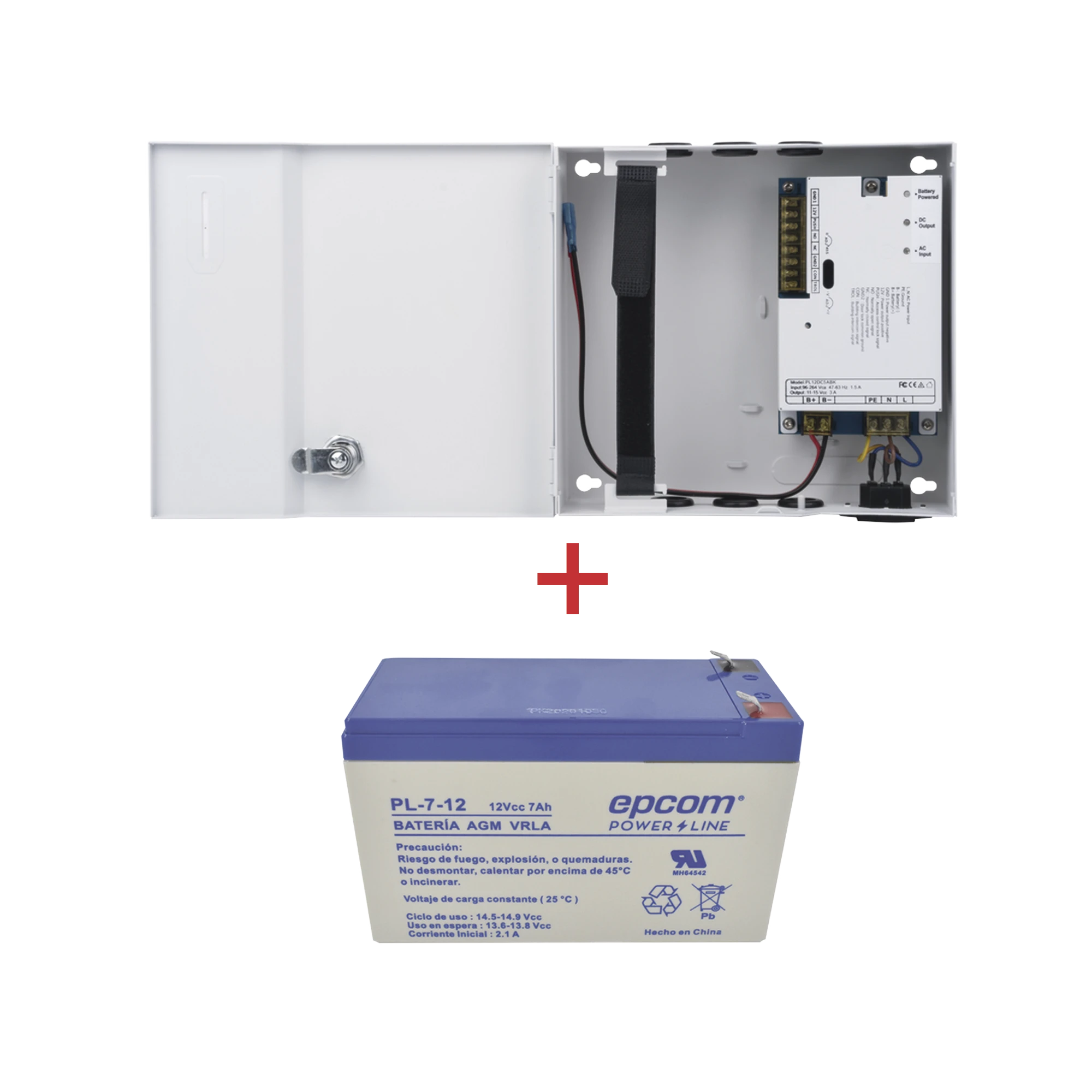 KIT / FUENTE PL12DC5ABK + BATERÍA INCLUÍDA PL712-Fuentes de Poder-EPCOM POWERLINE-Bsai Seguridad & Controles