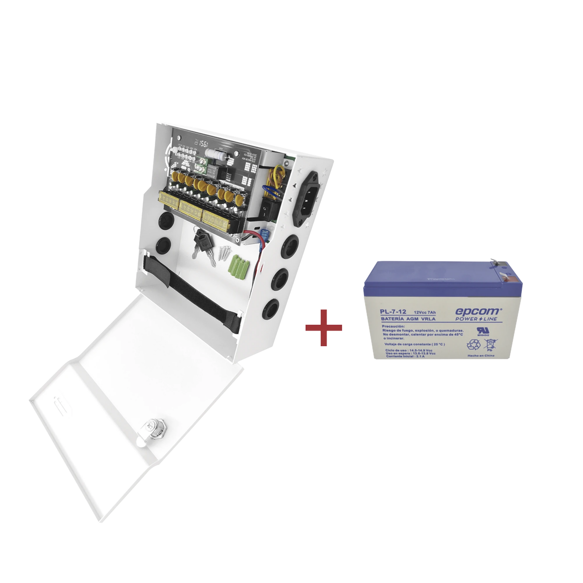 KIT / FUENTE PLK12DC8ABK + BATERÍA INCLUÍDA PL712-EPCOM POWERLINE-Bsai Seguridad & Controles