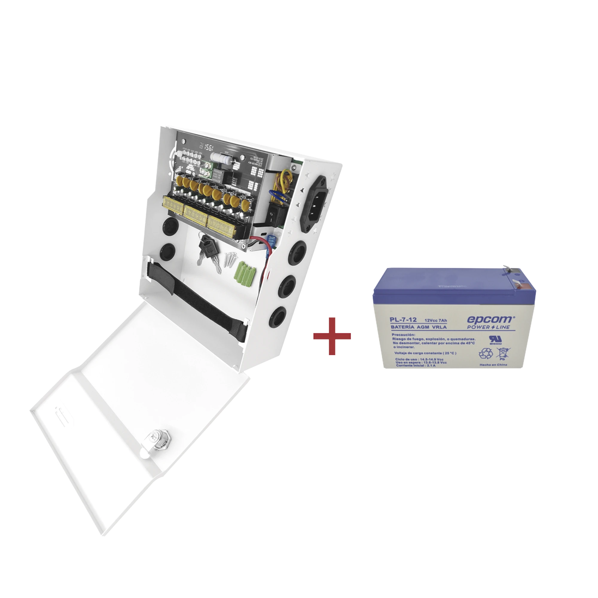 KIT / FUENTE PLK12DC8ABK + BATERÍA INCLUÍDA PL712-EPCOM POWERLINE-Bsai Seguridad & Controles
