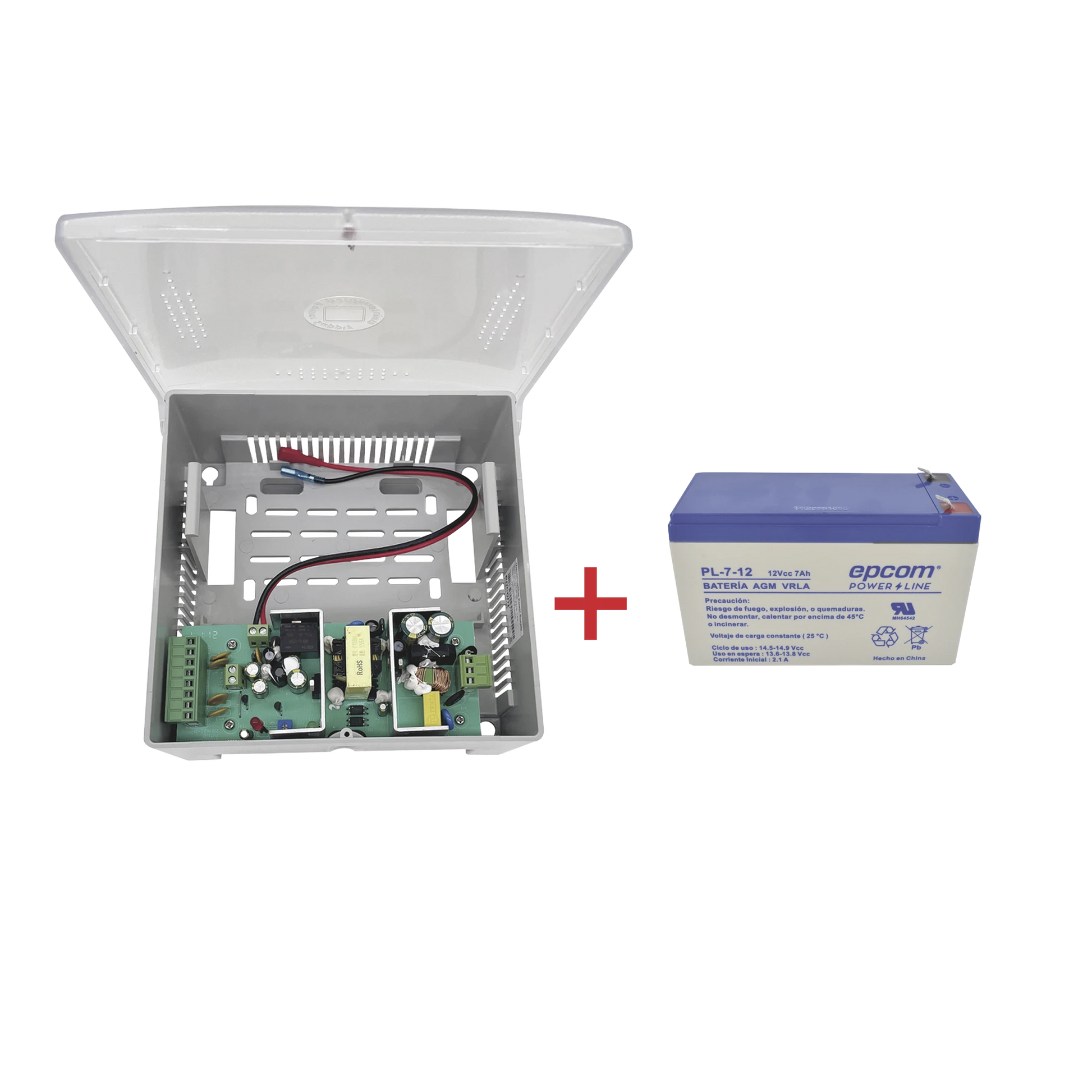 KIT / FUENTE PS12DC4PBK/K + BATERÍA INCLUÍDA PL712-EPCOM POWERLINE-PS12DC4PBK/K-Bsai Seguridad & Controles