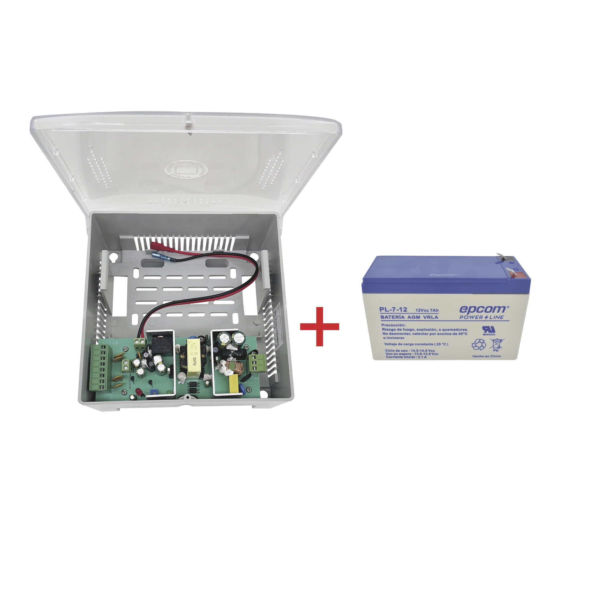 KIT / FUENTE PS12DC4PBK/K + BATERÍA INCLUÍDA PL712-EPCOM POWERLINE-PS12DC4PBK/K-Bsai Seguridad & Controles
