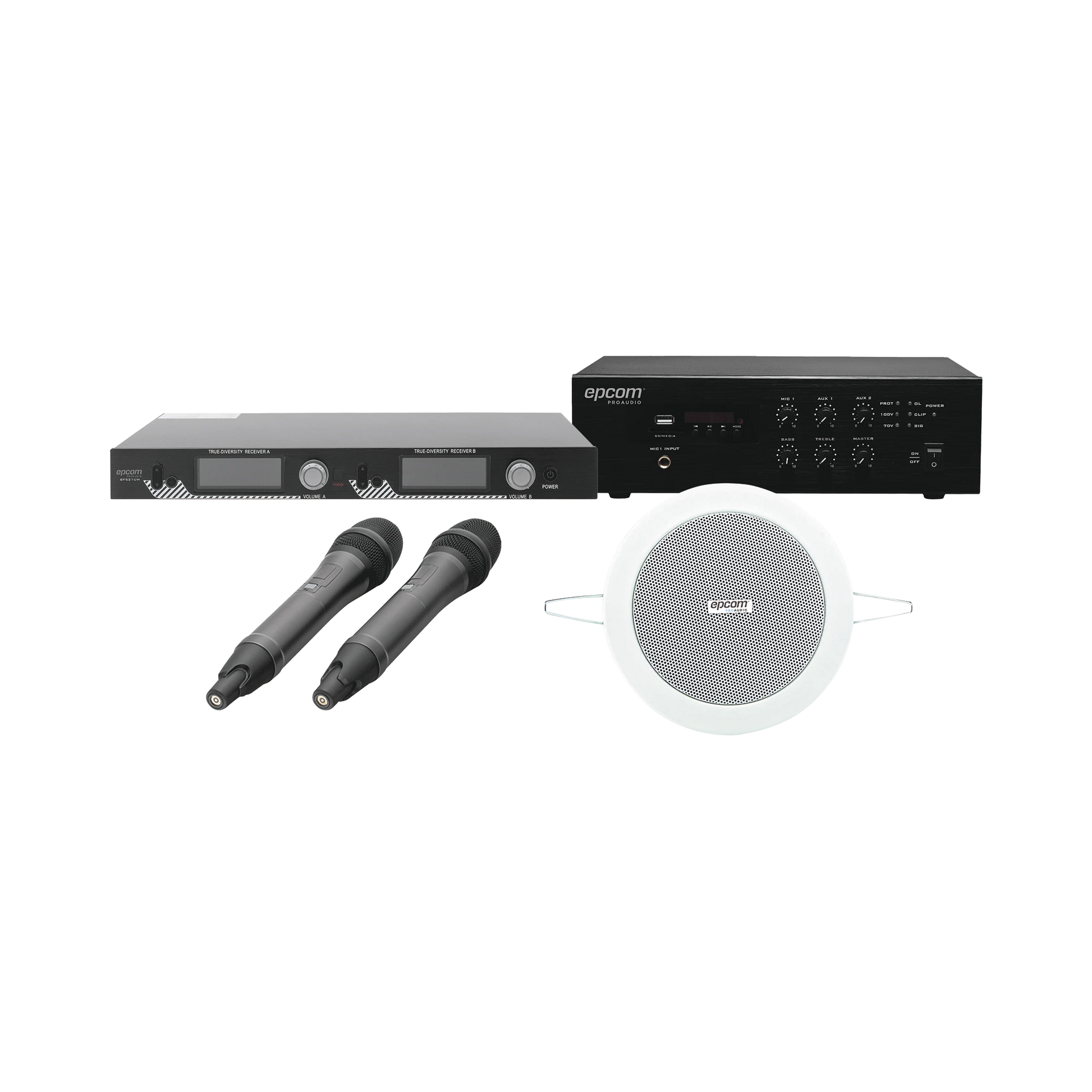 KIT IDEAL PARA SALAS DE CONFERENCIAS 1 SFB120 + 1 SF521UH + 4 SF104GD-Megafonia y Audioevacuacion-EPCOM PROAUDIO-Bsai Seguridad & Controles