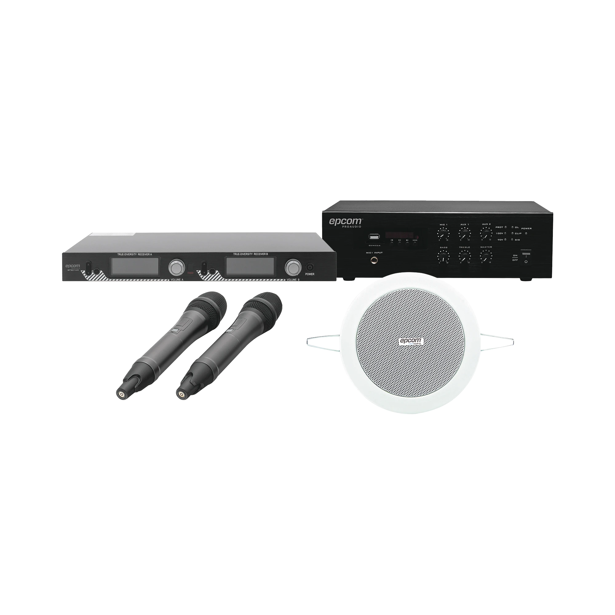 KIT IDEAL PARA SALAS DE CONFERENCIAS 1 SFB120 + 1 SF521UH + 4 SF104GD-Megafonia y Audioevacuacion-EPCOM PROAUDIO-Bsai Seguridad & Controles
