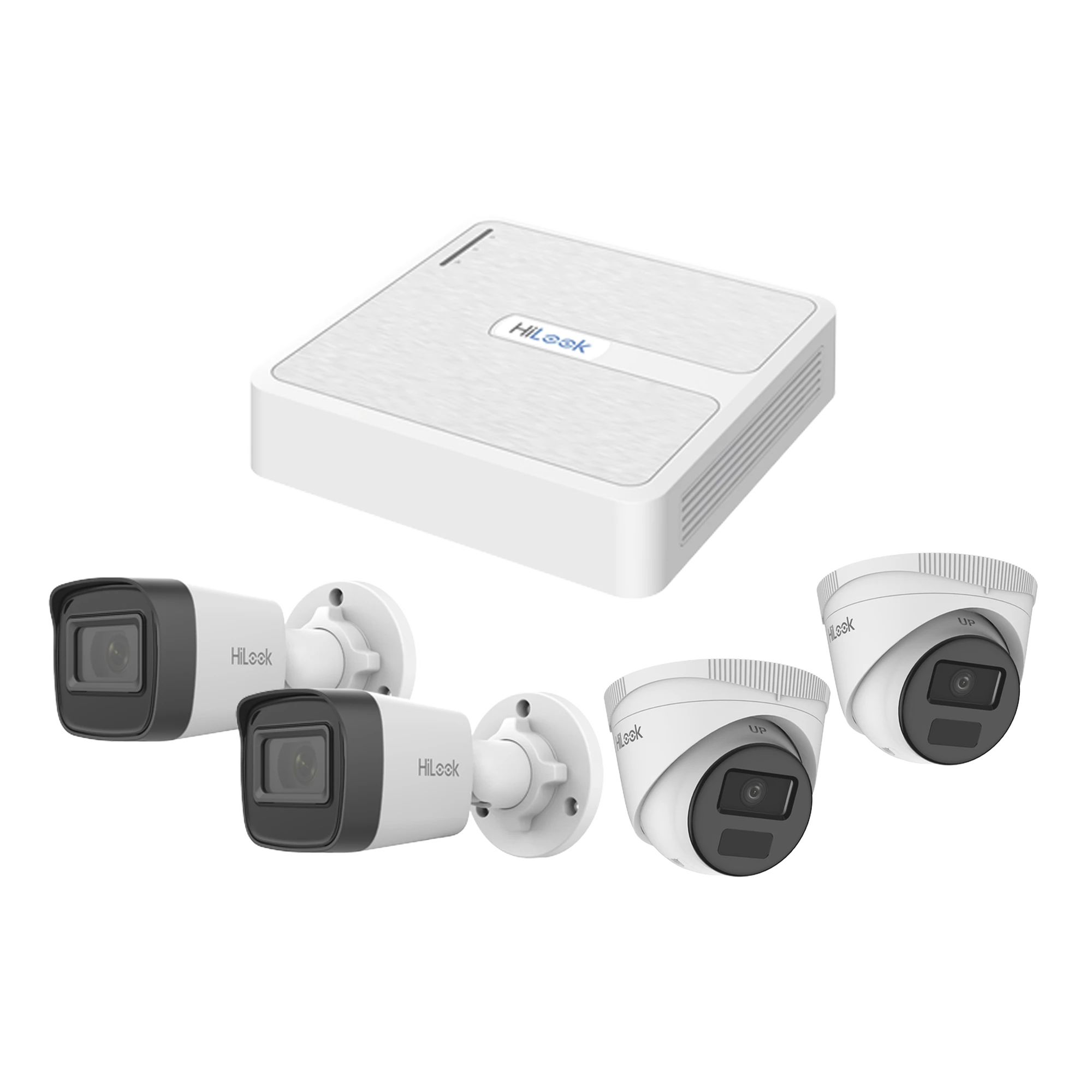 KIT IP 2 MEGAPIXEL / NVR DE 8 CANALES CON 8 PUERTOS POE / 2 CÁMARAS IP BALA PARA EXTERIOR / 2 CÁMARAS IP DOMO PARA EXTERIOR-Kits- Sistemas Completos-HILOOK BY HIKVISION-KIPH2B2D/2MP-Bsai Seguridad & Controles