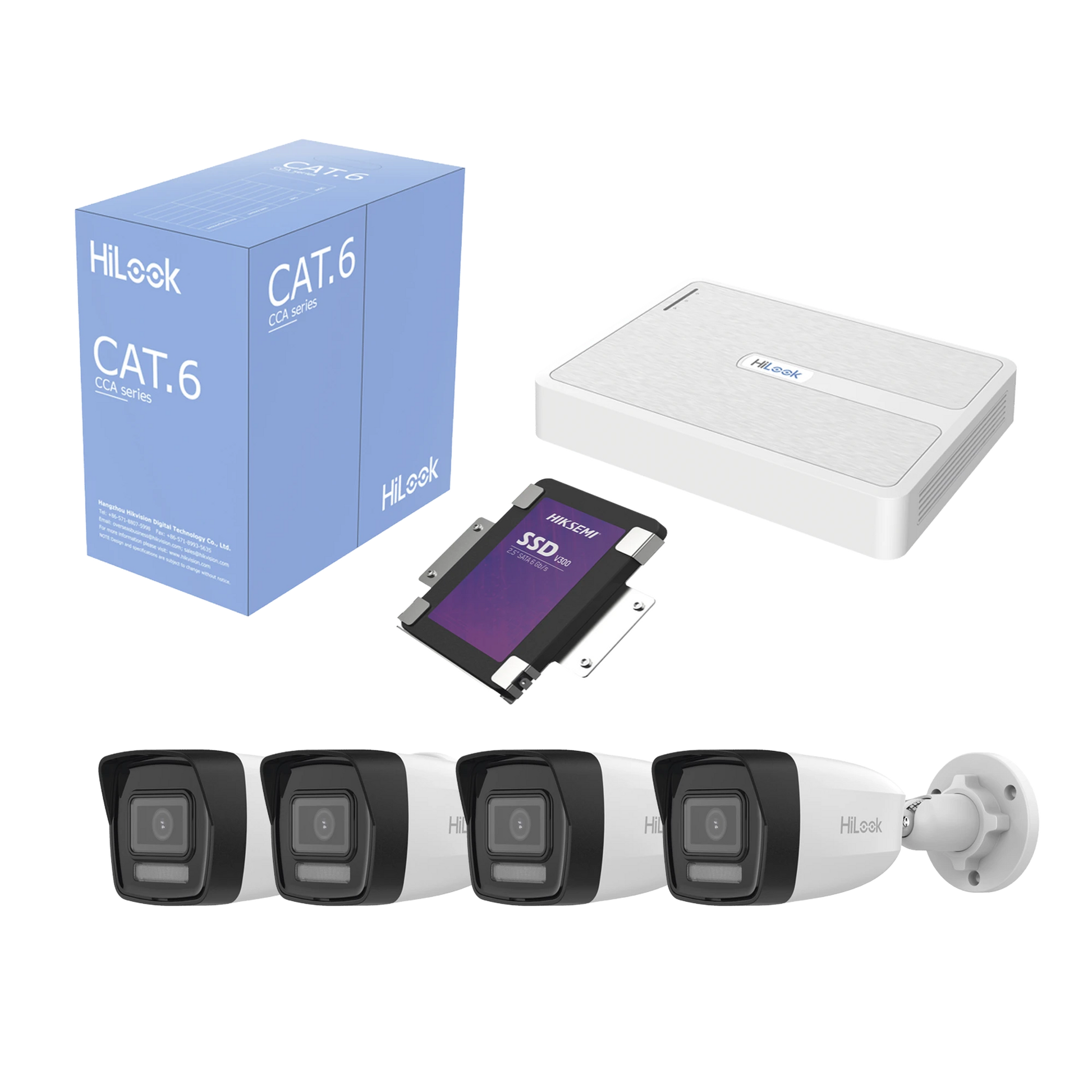 KIT IP 2 MEGAPIXEL / NVR DE 8 CANALES CON 8 PUERTOS POE / 4 CÁMARAS IP BALA PARA EXTERIOR / MICRÓFONO INTEGRADO / BOBINA DE CABLE DE 305 MTS / SSD 1 TB-Kits- Sistemas Completos-HILOOK BY HIKVISION-KIPH4B/SSD1TB-Bsai Seguridad & Controles