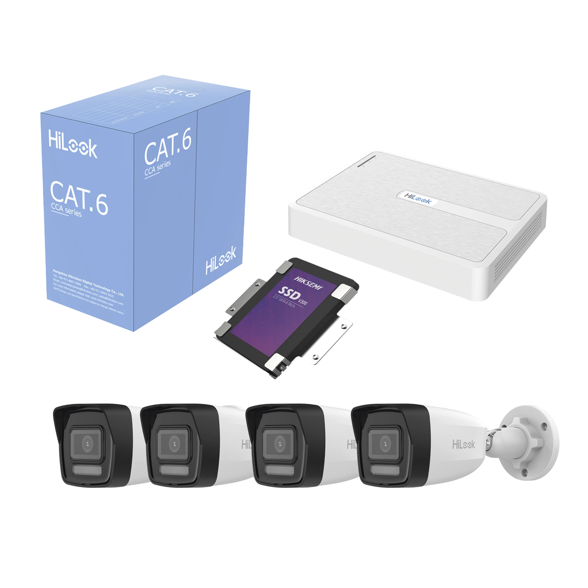 KIT IP 2 MEGAPIXEL / NVR DE 8 CANALES CON 8 PUERTOS POE / 4 CÁMARAS IP BALA PARA EXTERIOR / MICRÓFONO INTEGRADO / BOBINA DE CABLE DE 305 MTS / SSD 1 TB-Kits- Sistemas Completos-HILOOK BY HIKVISION-KIPH4B/SSD1TB-Bsai Seguridad & Controles