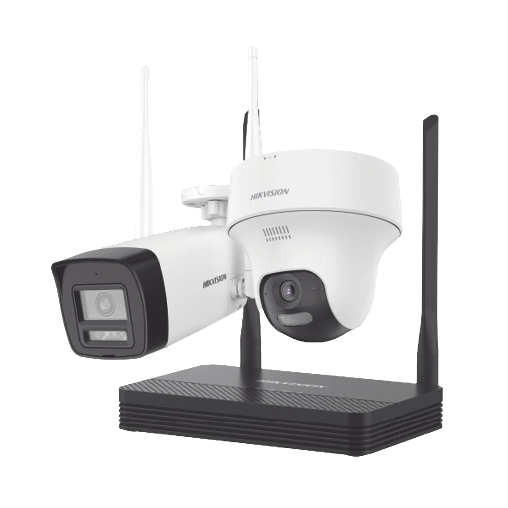 KIT IP INALÁMBRICO 2 MEGAPÍXEL / NVS 4 CANALES / 1 CÁMARA BALA EXTERIOR + 1 CÁMARA TURRET INTERIOR CON LENTE 2.8 MM Y DUAL LIGHT / AUDIO BIDIRECCIONAL (MICRÓFONO Y BOCINA) / SOPORTA MICRO SD DE 512 GB-Kits- Sistemas Completos-HIKVISION-NKS422W02H-Bsai Seguridad & Controles
