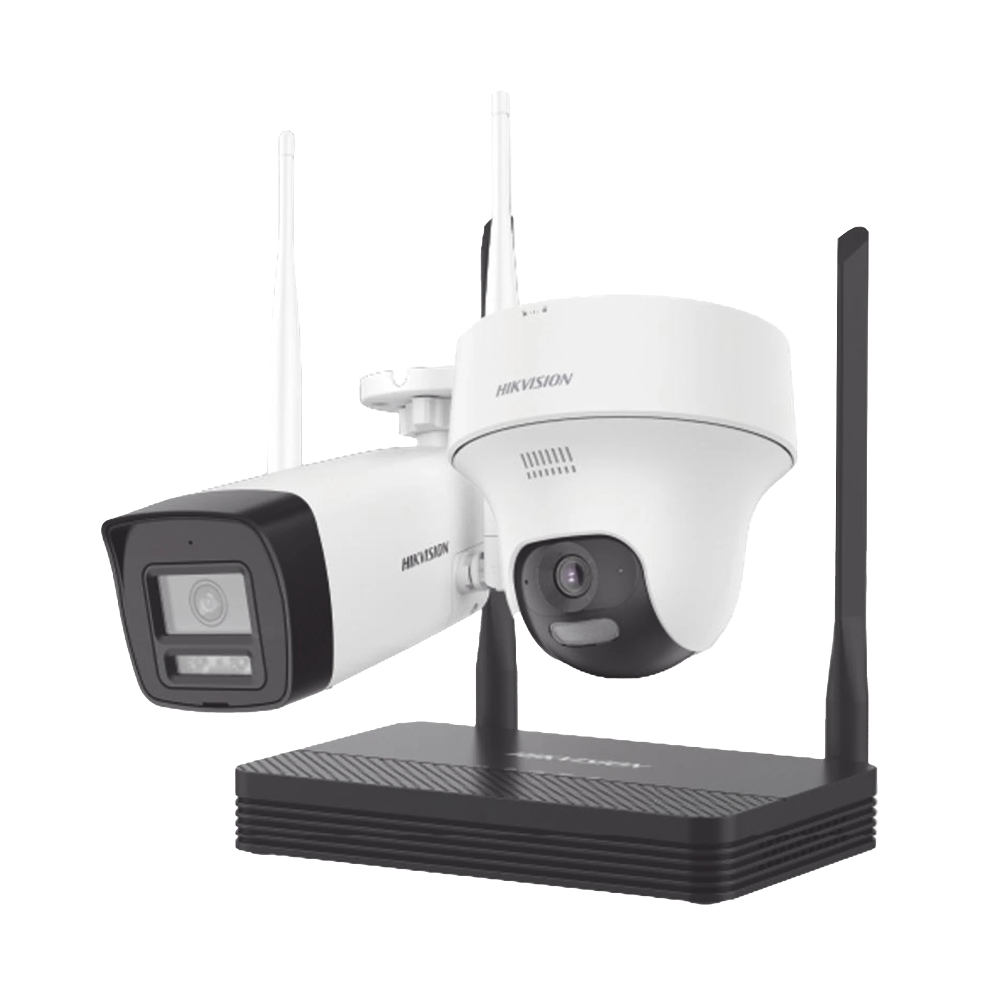 KIT IP INALÁMBRICO 4 MEGAPIXEL / NVS 4 CANALES / 1 CÁMARA BALA EXTERIOR + 1 CÁMARA TURRET INTERIOR CON LENTE 2.8 MM Y DUAL LIGHT / AUDIO BIDIRECCIONAL (MICRÓFONO Y BOCINA) / SOPORTA MICRO SD DE 512 GB-Kits- Sistemas Completos-HIKVISION-NKS424W02H-Bsai Seguridad & Controles