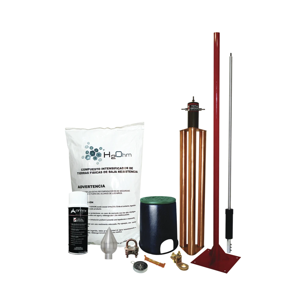 KIT MASTER CON PARARRAYOS KDALU Y ACCESORIOS DE INSTALACIÓN-Tierra Física y Pararrayos-TOTAL GROUND-Bsai Seguridad & Controles