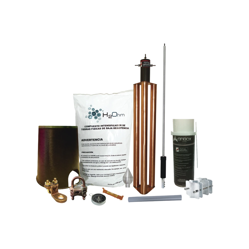KIT MASTER CON PARARRAYOS KDALU Y ACCESORIOS DE INSTALACIÓN-Tierra Física y Pararrayos-TOTAL GROUND-Bsai Seguridad & Controles
