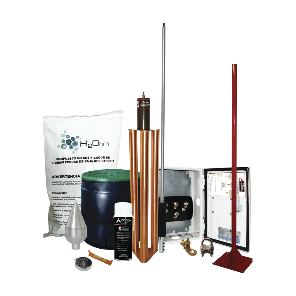 KIT PARARRAYO CON ACCESORIOS PARA PROTECCIÓN DE DIÁMETRO DE 160 M-Tierra Física y Pararrayos-TOTAL GROUND-Bsai Seguridad & Controles