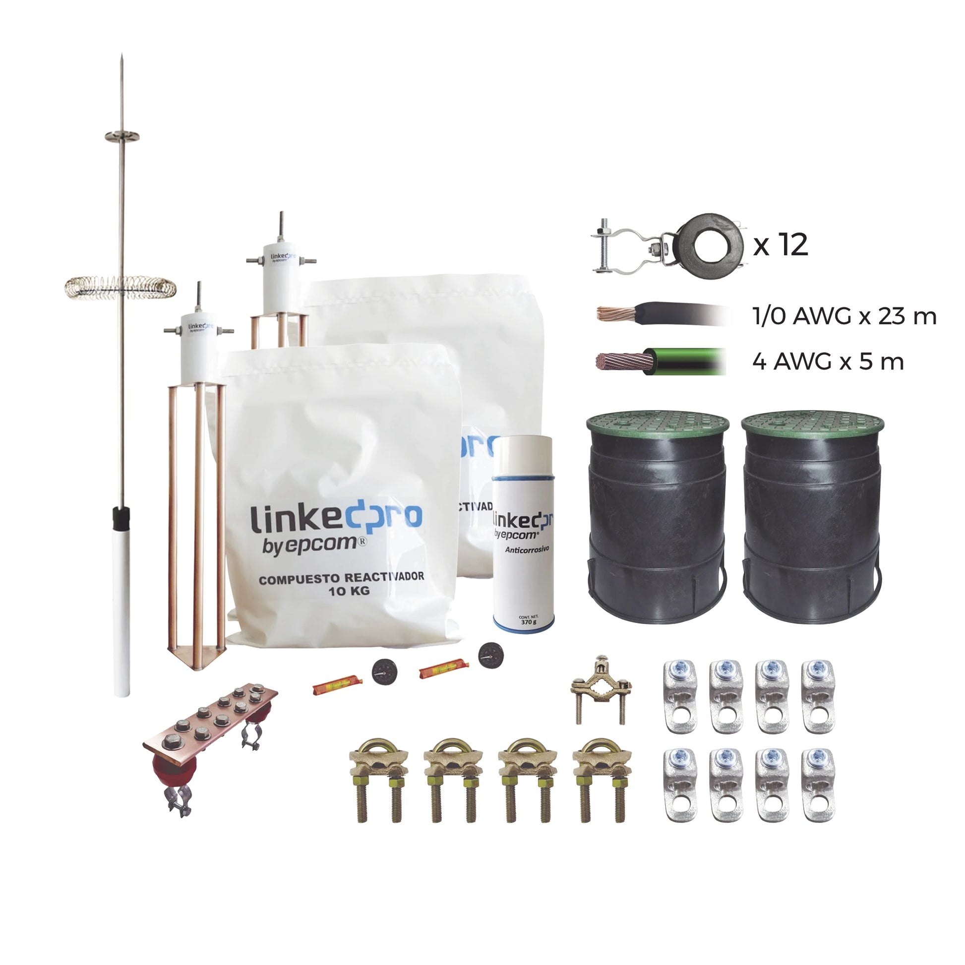 KIT PARARRAYO LINKEDPRO CON ACCESORIOS DE INSTALACIÓN EN TORRE DE HASTA 18 M DE ALTURA.-Tierra Física y Pararrayos-LINKEDPRO BY EPCOM-Bsai Seguridad & Controles