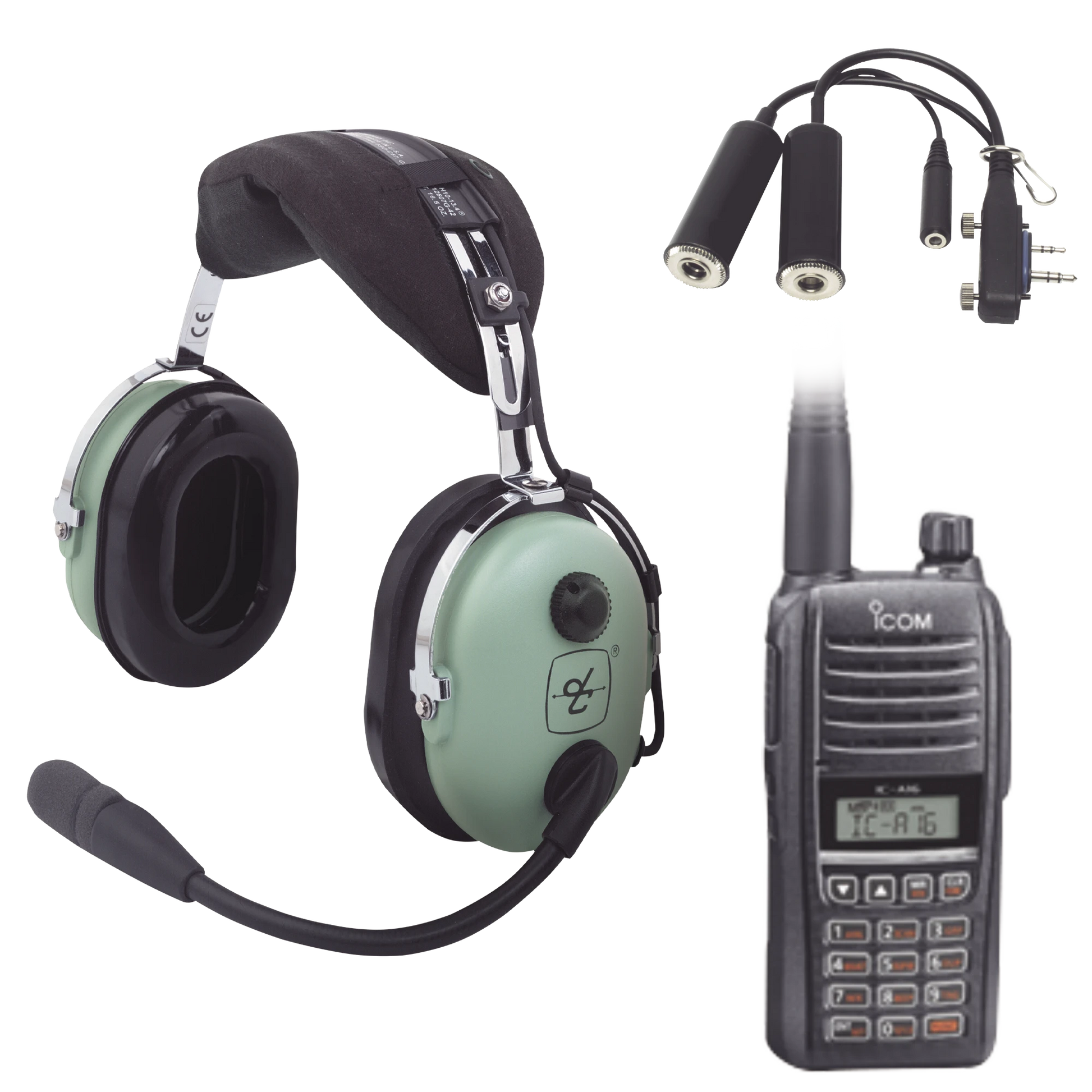 KIT RADIO PORTÁTIL AÉREO ICOM CON AURICULAR DAVID CLARK PARA AVIACIÓN GENERAL-Accesorios para ICOM-ICOM-Bsai Seguridad & Controles
