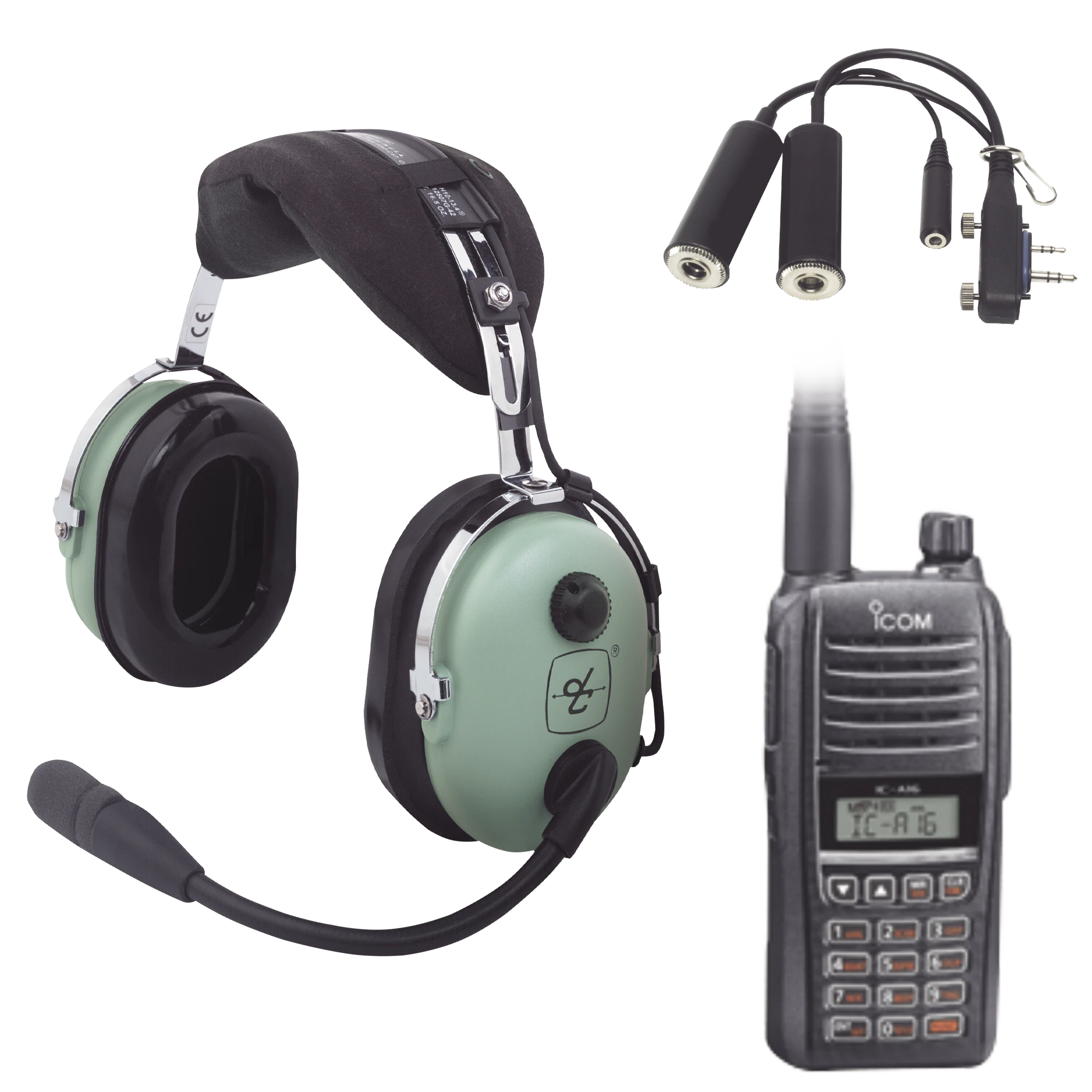 KIT RADIO PORTÁTIL AÉREO ICOM CON AURICULAR DAVID CLARK PARA AVIACIÓN GENERAL-Accesorios para ICOM-ICOM-Bsai Seguridad & Controles