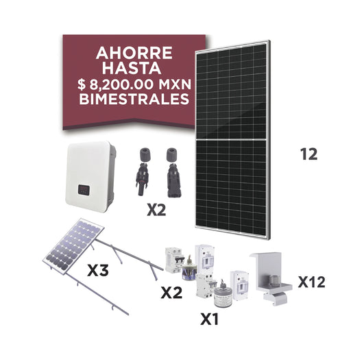 KIT SOLAR PARA INTERCONEXIÓN DE 5 KW DE POTENCIA, 220 VCA CON INVERSOR CADENA Y PANELES MONOCRISTALINOS DE 450 W-Energía Solar y Eólica-SYSCOM-KITEPCOM5K450-Bsai Seguridad & Controles