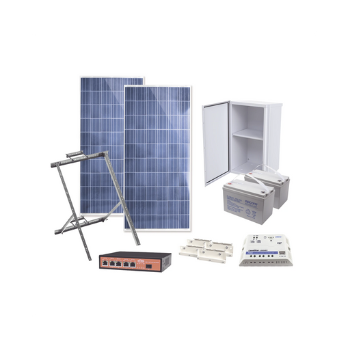 KIT SOLAR WITEK DE 28 W CON 5 PUERTOS POE 802.3 AF Y POE PASIVO 24 V PARA CAMARAS IP Y UN ENLACE PUNTO A PUNTO EN 24 VCC-Energía Solar y Eólica-EPCOM POWERLINE-WI5POE28-Bsai Seguridad & Controles