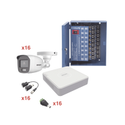 KIT TURBOHD 1080P LITE / DVR 16 CANALES / 16 CÁMARAS BALA EXTERIOR ( 2.8MM) CON COLORVU + MICRÓFONO INTEGADO / TRANSCEPTORES / CONECTORES / FUENTE DE PODER PROFESIONAL-Kits- Sistemas Completos-EPCOM-Bsai Seguridad & Controles