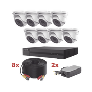 KIT TURBOHD / DVR 8 CANALES 1080P LITE / 8 CÁMARAS TURRET 1080P METALICAS / 8 CABLES DE 20 METROS / 2 FUENTES DE 4 CANALES-Kits- Sistemas Completos-HILOOK BY HIKVISION-HL1080P8E-Bsai Seguridad & Controles