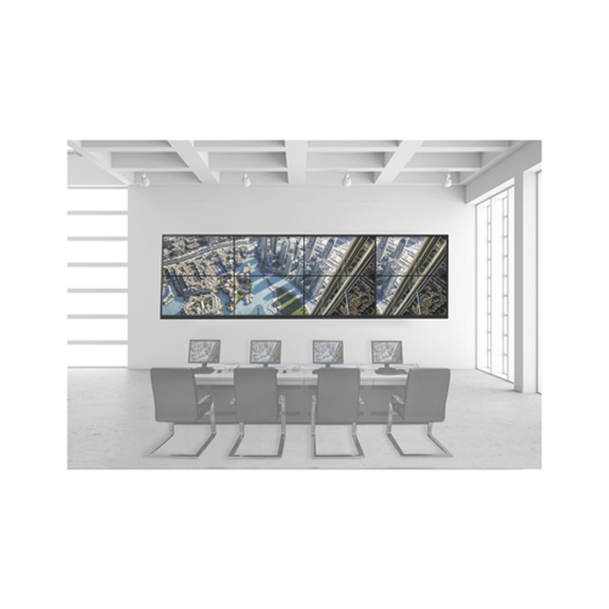 KIT VIDEOWALL 4X2 / INCLUYE 8 PANTALLAS DE 55" / DECODER / BASE DE PARED-Monitores Pantallas y Mobiliario-HIKVISION-Bsai Seguridad & Controles