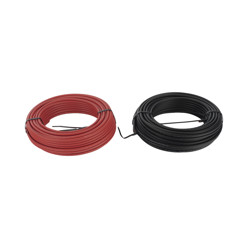 KIT DE 2 ROLLOS DE 25 METROS DE CABLE FOTOVOLTAICO DE COBRE, ROJO Y NEGRO, CALIBRE 10 AWG (6MM²), TIPO PV, 1000/2000 V Y 120°C.-Energía Solar-EPCOM POWERLINE-Bsai Seguridad & Controles