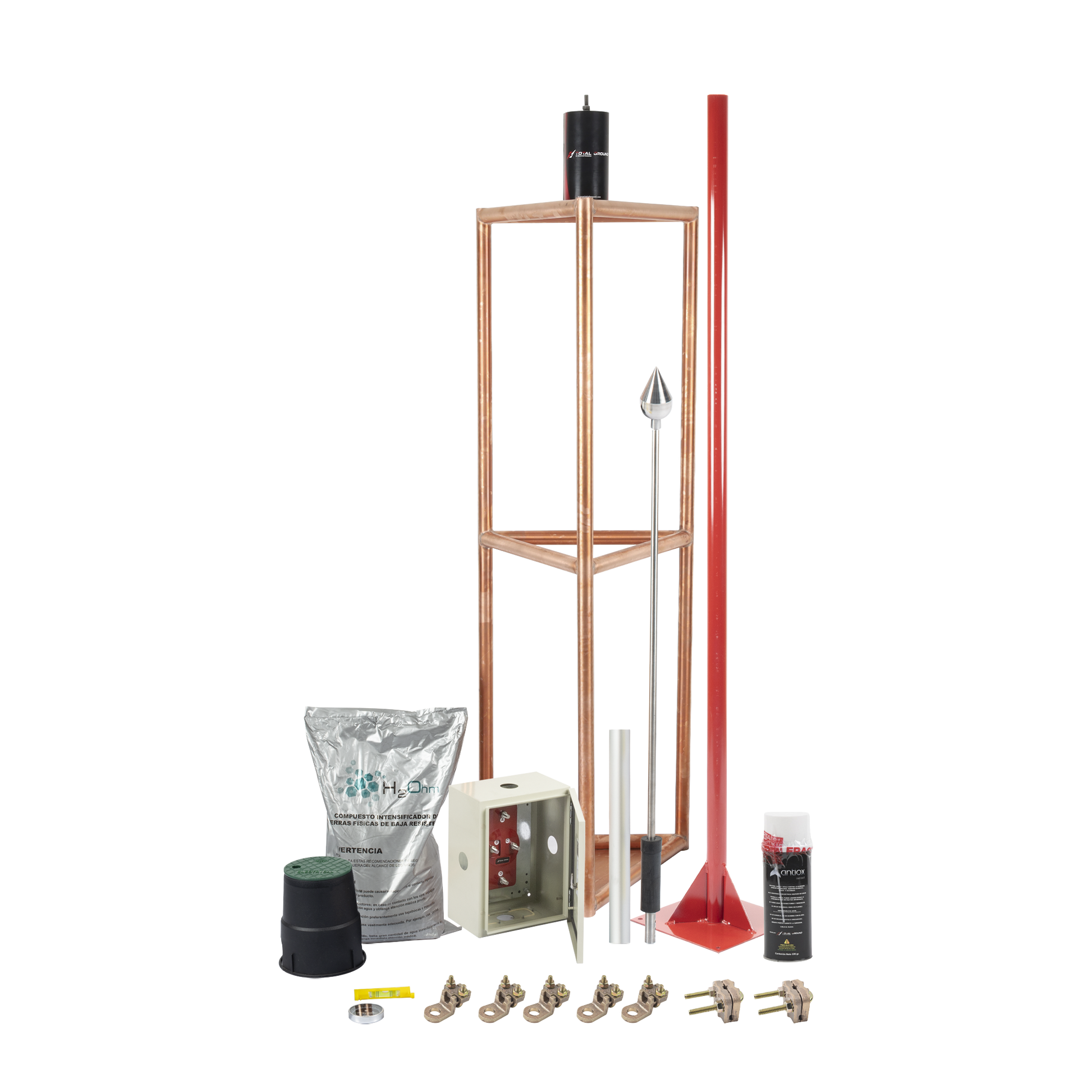 KIT PARARRAYO CON ACCESORIOS PARA PROTECCIÓN DE DIÁMETRO DE 300M.-Calidad de la Energía-TOTAL GROUND-Bsai Seguridad & Controles