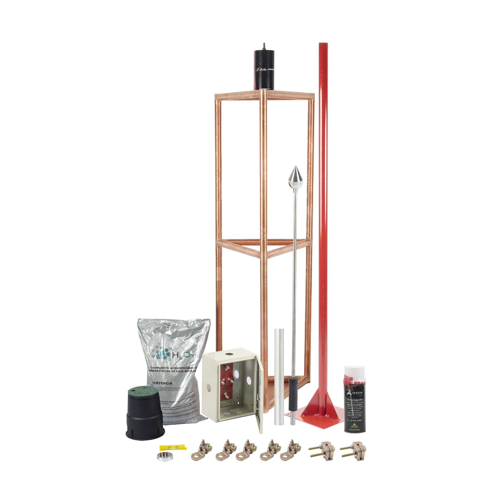 KIT PARARRAYO CON ACCESORIOS PARA PROTECCIÓN DE DIÁMETRO DE 300M.-Calidad de la Energía-TOTAL GROUND-Bsai Seguridad & Controles