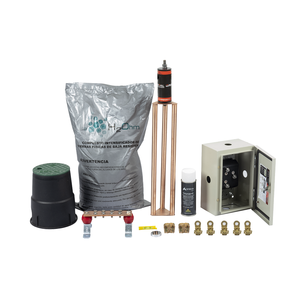 KIT DE TIERRA FÍSICA CON ELECTRODO MAGNETOACTIVO CAPACIDAD MAX: 400 AMP-Calidad de la Energía-TOTAL GROUND-Bsai Seguridad & Controles