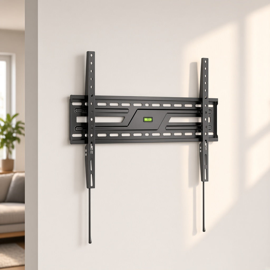 SOPORTE DE PARED PARA TV / HEAVY-DUTY / INCLINACIÓN +5° A -10° / PANTALLAS 37" A 86" / VESA 75X75 A 600X400 / CARGA 75 KG (165 LBS) / PERFIL 50 MM (2") [KL38-46T] instalado