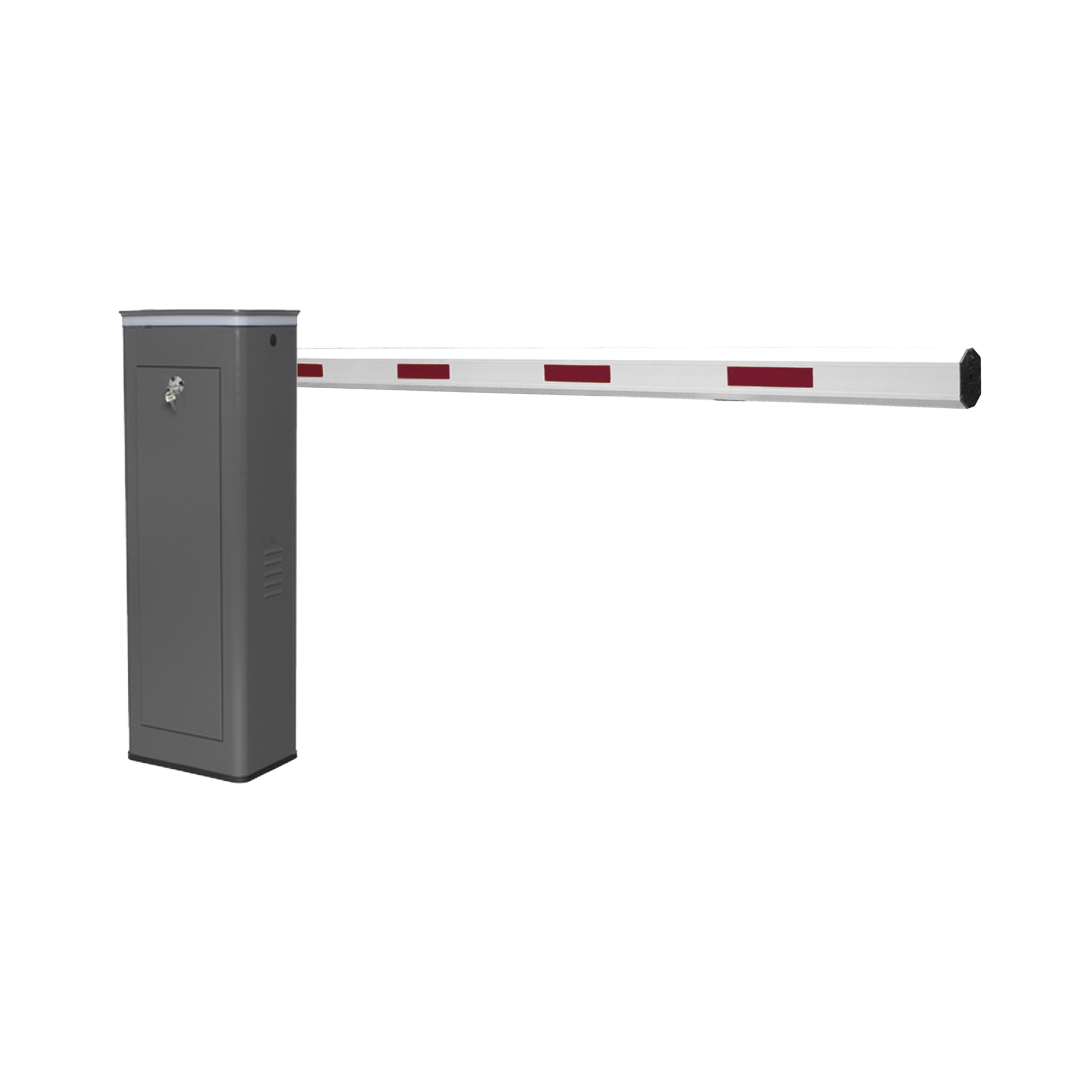 KIT DE BARRERA VEHICULAR DERECHA Y BRAZO DE 3 METROS / FINALES DE CARRERA AJUSTABLES POR PROGRAMACIÓN / MOVIMIENTO FLUIDO / DISEÑO ELEGANTE COLOR GRIS / CON CORONA LED SEMAFORIZADA-Acceso Vehicular-ACCESSPRO-Bsai Seguridad & Controles