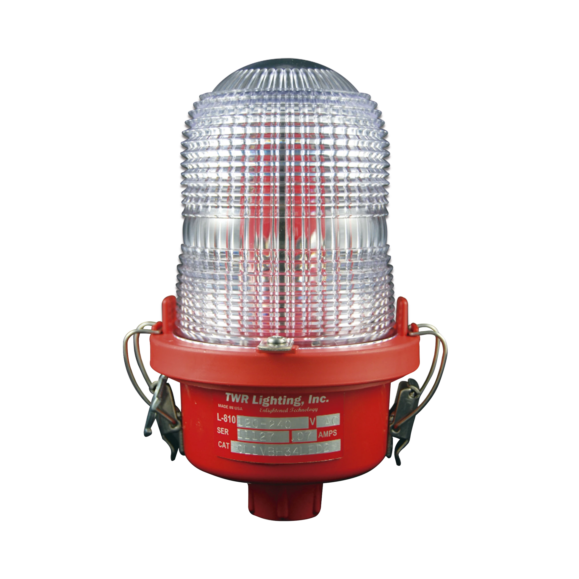 LÁMPARA DE OBSTRUCCIÓN ROJA TIPO L-810, LED DE BAJA INTENSIDAD, (12 - 24 VCD).-Lámparas de Obstrucción-TWR-Bsai Seguridad & Controles