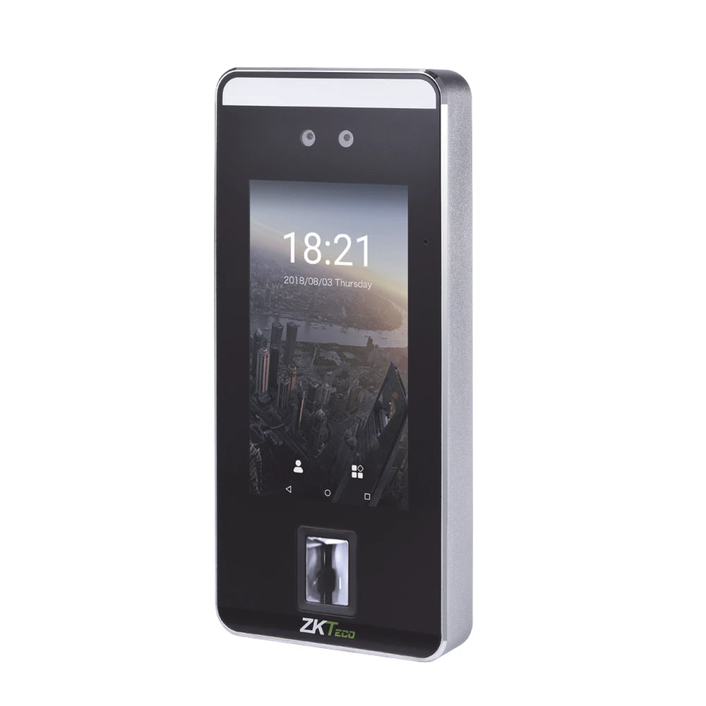 BIOMÉTRICO FACIAL Y DE PALMA SIN CONTACTO CON PANTALLA TOUCH DE 5 "/ 6000 ROSTROS / LECTOR DE HUELLA DIGITAL / VIDEO PORTERO / LECTOR DE CÓDIGOS QR / LECTOR DE PROXIMIDAD-Acceso SIN CONTACTO-ZKTECO-Bsai Seguridad & Controles