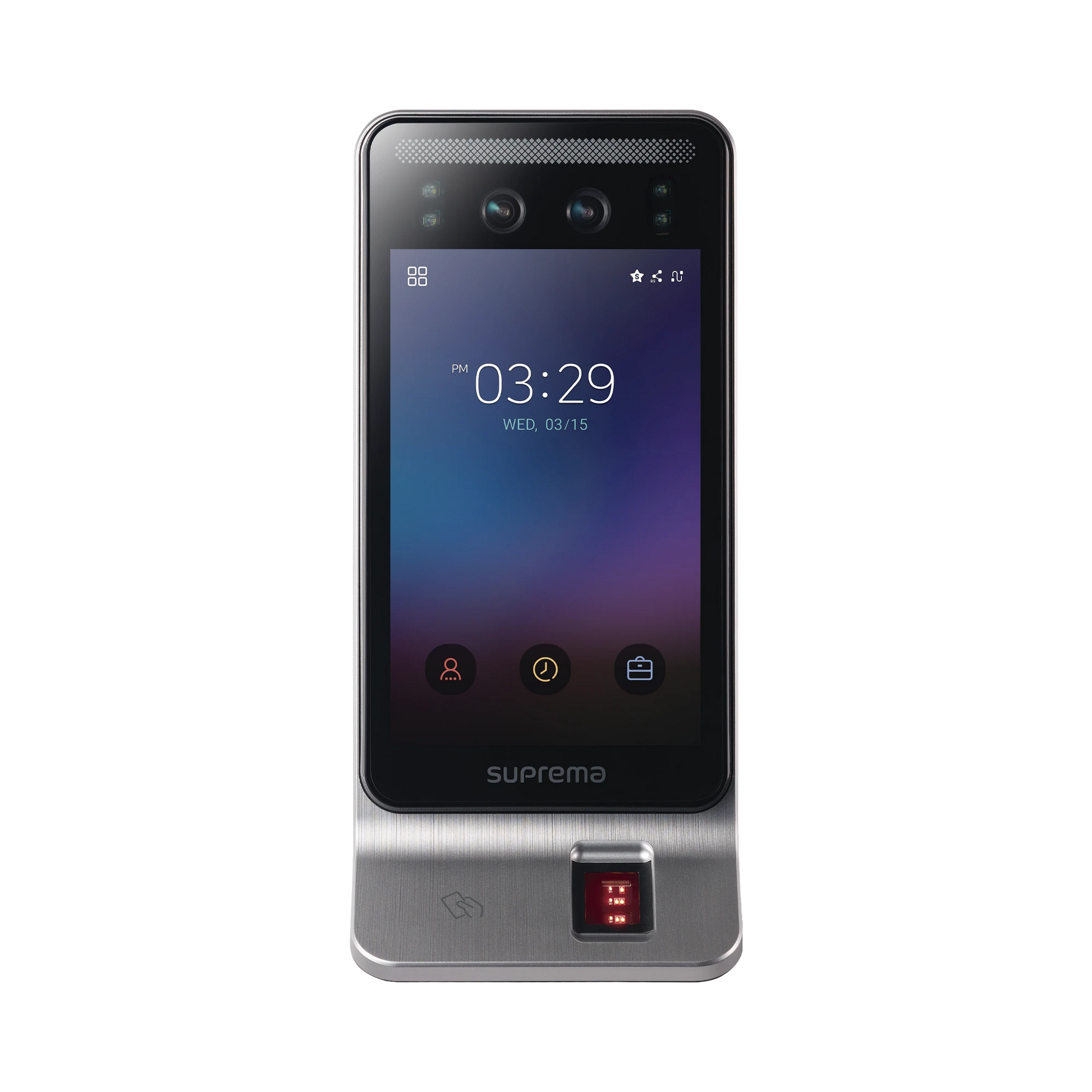 LECTOR MULTI-TECNOLOGIA CON DETECTOR DE CUBREBOCAS- RECONOCIMIENTO FACIAL, HUELLA, TARJETA MÓVIL Y LECTOR DE RFID(125KHZ EM & 13.56 MHZ MIFARE) COMPATIBLE CON BIOSTAR2-Biometricos-SUPREMA-Bsai Seguridad & Controles