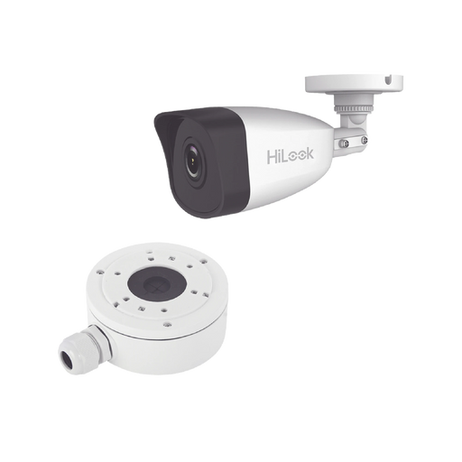 HILOOK SERIES / BALA IP 4 MEGAPIXEL / 30 MTS IR / EXTERIOR IP67 / POE / DWDR / LENTE 2.8 MM + CAJA DE CONEXIÓN DS-1280ZJ-XS-Cámaras IP-HiLook by HIKVISION-IPC-B140H(C)/XS-Bsai Seguridad & Controles