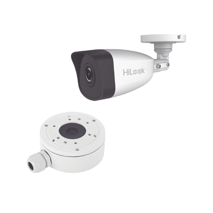 HILOOK SERIES / BALA IP 4 MEGAPIXEL / 30 MTS IR / EXTERIOR IP67 / POE / DWDR / LENTE 2.8 MM + CAJA DE CONEXIÓN DS-1280ZJ-XS-Cámaras IP-HiLook by HIKVISION-IPC-B140H(C)/XS-Bsai Seguridad & Controles