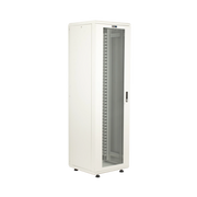 GABINETE RACK 42 UNIDADES / PISO 19 PULGADAS / PUERTA CRISTAL TEMPLADO / CAPACIDAD CARGA 1000 KG / ACERO CALIBRES 16-18-20 / VENTILACIÓN SUPERIOR / CERRADURA SEGURIDAD, NIVELADORES INCLUIDOS