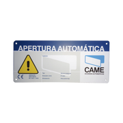 LETRERO DE AVISO PELIGRO PARA PUERTAS AUTOMÁTICAS CAME-Acceso Vehicular-CAME-Bsai Seguridad & Controles