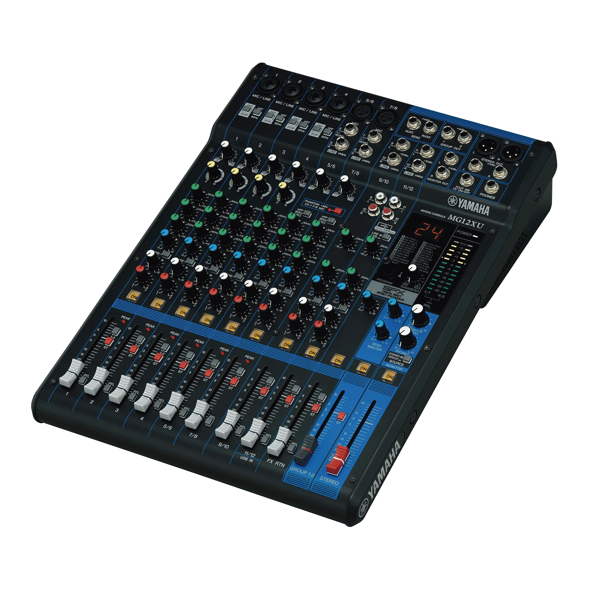 MEZCLADORA DE AUDIO | 12 CANALES | 6 ENTRADAS DE MICRÓFONO/LÍNEA | 2 ENTRADAS ESTÉREO | EFECTOS INTEGRADOS | ALIMENTACIÓN PHANTOM | USB-Audio, Video y Voceo-YAMAHA-Bsai Seguridad & Controles