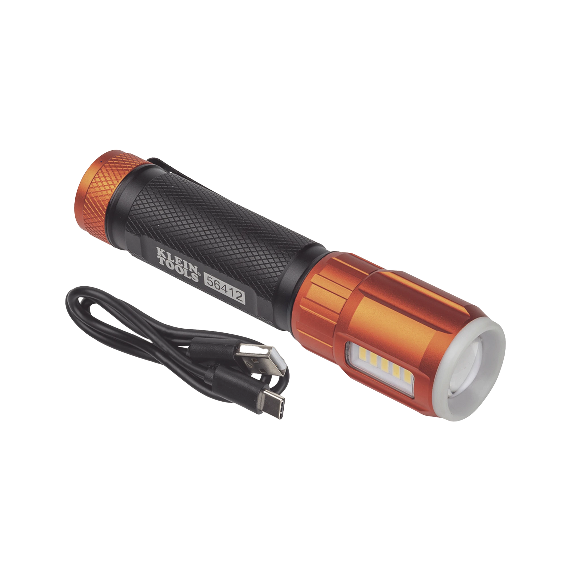 LINTERNA LED PORTÁTIL RECARGABLE 500 LÚMENES CON LUZ FRONTAL Y LATERAL DE TRABAJO. LÁMPARA CON TAPA DE EXTREMO CON IMÁN, USB-C-Iluminación-KLEIN TOOLS-Bsai Seguridad & Controles