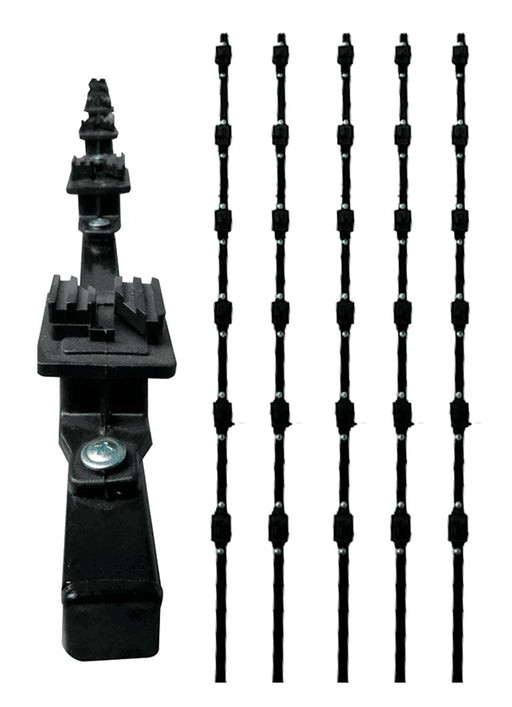 YONUSA K156L - KIT DE 5 POSTES DE PERFIL 3/4 EN COLOR NEGRO DE 1.2 MTS DE LARGO, CON 6 AISLADORES DE PASO PARA 6 LÍNEAS CON 15 CM DE SEPARACIÓN/ LISTO PARA INSTALACIÓN EN CAMPO-Postes-YONUSA-YON1260001-Bsai Seguridad & Controles